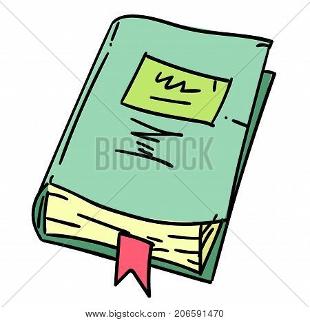 Book hand drawn cartoon. Colorful artwork with color on separate layer.