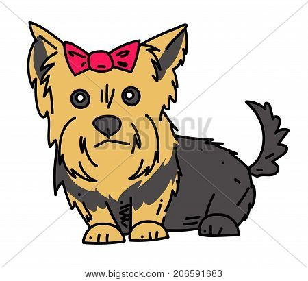 Terrier cartoon hand drawn image. Original colorful artwork, comic childish style drawing.
