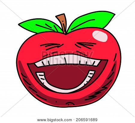 Happy tomato cartoon hand drawn image. Original colorful artwork, comic childish style drawing.
