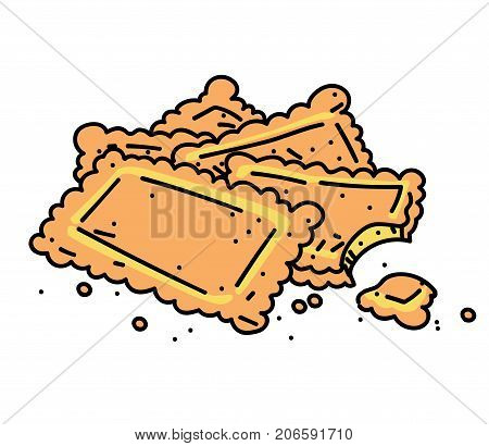 Cookies cartoon hand drawn image. Original colorful artwork, comic childish style drawing.