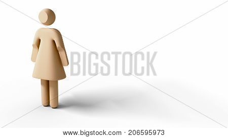 3d render of abstract symbol of a woman standing on white background