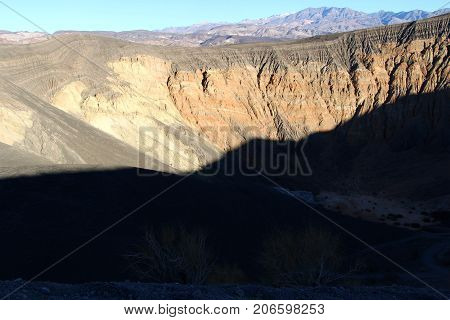 Colorful Ubehebe Crater In Sunset In Death Valley National Park, California