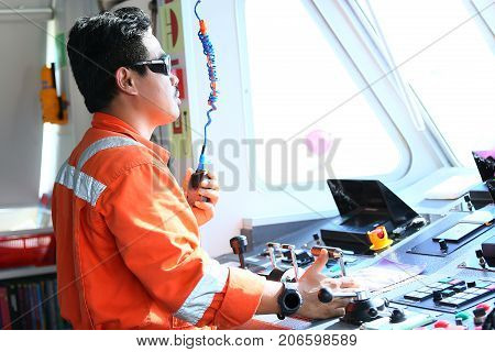 The captain controlled the boat or vessel in control room and communicated with marine control for boat schedule. Captain commanded to crews boat and the passenger for ready to depart.