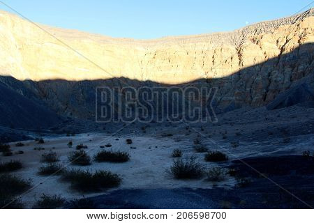 Colorful Ubehebe Crater In Sunset In Death Valley National Park, California