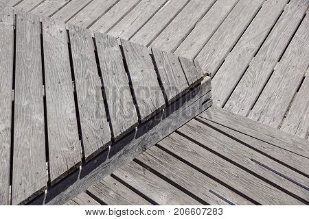 Gray Weathered Wood Deck Planks .walkway step .