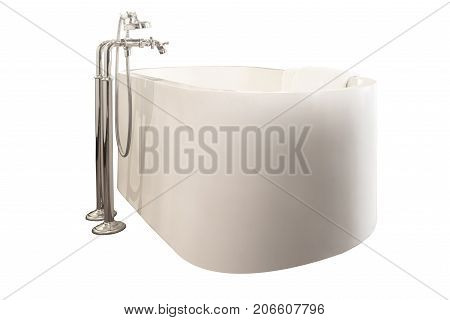 isolated and clipping part of white bathtub.