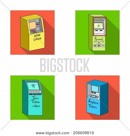 Cash machine for cash, terminal for payment, ticket machine. Terminals set collection icons in flat style isometric vector symbol stock illustration .
