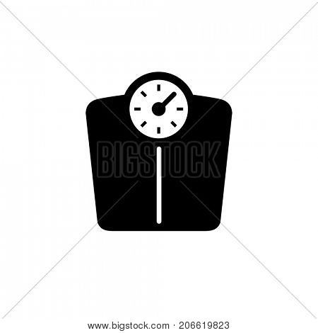 Black bathroom weigth scale icon isolated on white