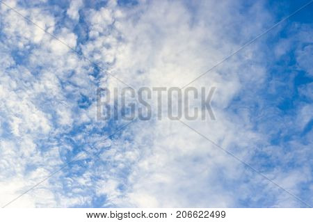 Beautiful blue sky with white cirrocumulus clouds