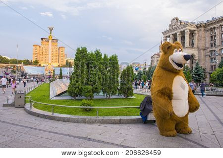 KIEV UKRAINE - JUNE 05 : The Maidan Nezalezhnosti in Kiev Ukraine on 05 June 2017 it is one of the city's main squares located on Khreshchatyk Street