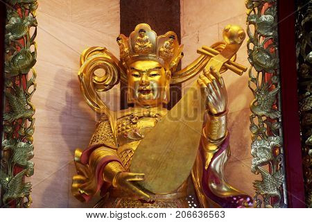 King Of The East And God Of Music In Four Heavenly Kings Are Four Buddhist Gods At Chinese Temple At