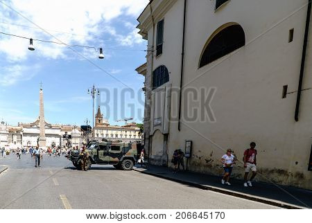 Military Vehicle With Soldiers To Prevent Terrorist Attacks In The Operation 