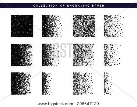 Set Brush stipple pattern for design. Dots black texture