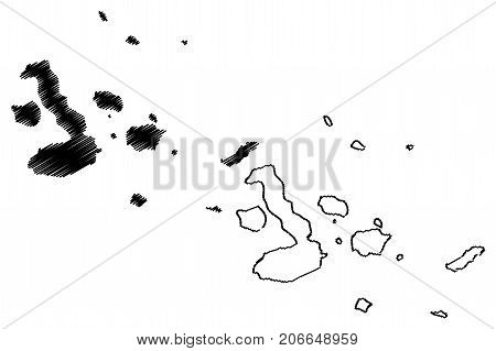 Galapagos islands map vector illustration , scribble sketch Galapagos