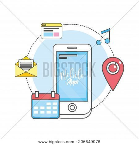 smartphone apps technology social media vector illustration