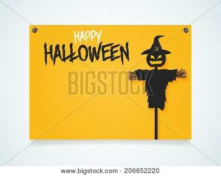 Happy Halloween Poster. Halloween scarecrow under the moonlight. Vector illustration.