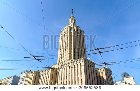 Moscow, Russia - September 25. 2017. Hotel Leningradskaya on a Kalanchevskaya street