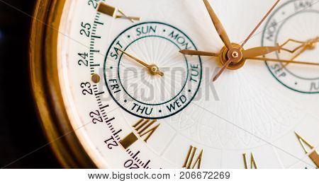 A Macro view of a gold watch.