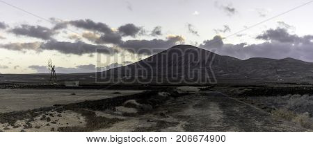 Field used for traditional salt cultivation in Los Cocoteros, Guatiza, Lanzarote, Canary Islands