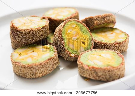 stock photo of Anjeer burfi or Indian sweet made using fig, selective focus