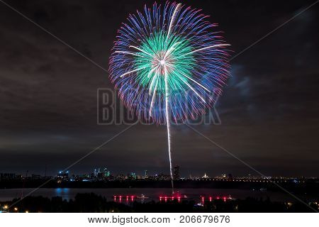 Salute at the finale of the festival Circle of Light in the Strogino floodplain