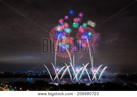 Salute at the finale of the festival Circle of Light in the Strogino floodplain