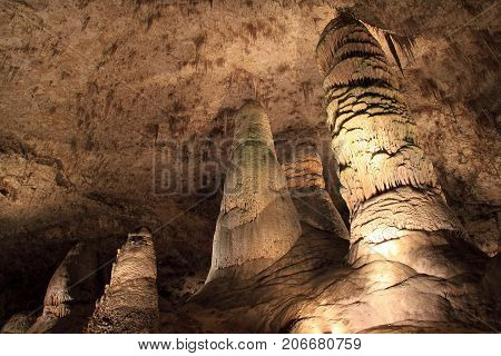 Geologic Formations in the Big Room section of Carlsbad Caverns, Carlsbad Caverns National Park, New Mexico