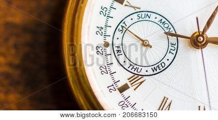 A Macro view of a gold watch.