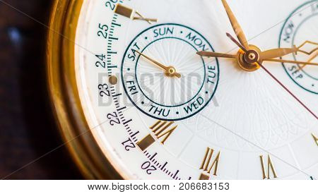 A Macro view of a gold watch.