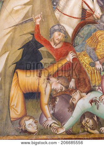 Fresco In San Gimignano - Massacre Of The Sons Of Job
