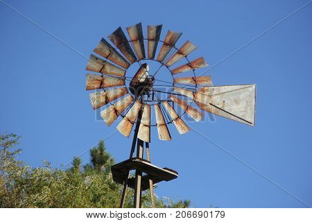 A windmill of a windpump in rural Michigan