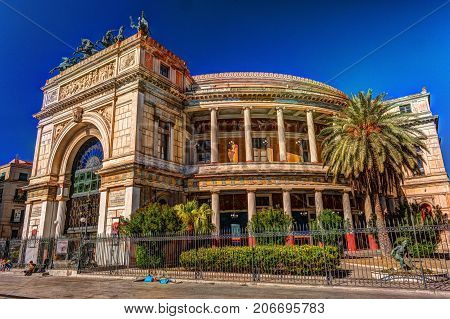 Politeama Garibaldi theater in Palermo, Sicily, Italy.