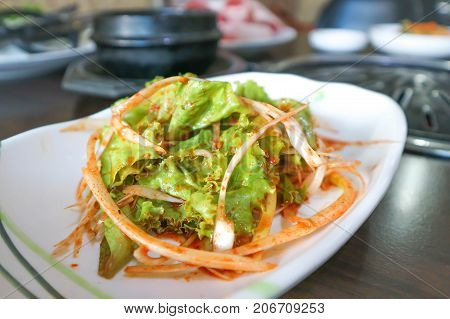 lettuce salad kimji salad or Korean salad
