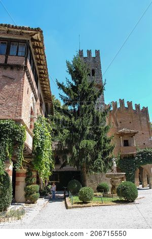 Grazzano Visconti Italy - August 07 2016: Tourist in medieval castle