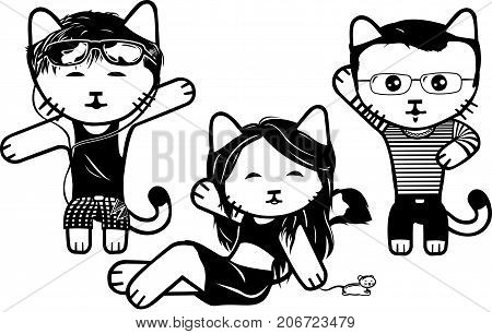 Vector modern fashionable dressed cats. Part 5.