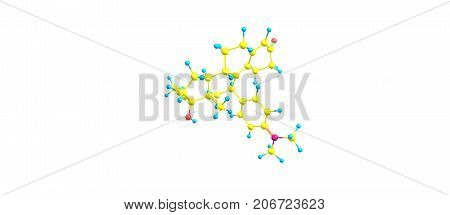 Mifepristone is a medication typically used with misoprostol to bring about an abortion. This combination is more than 95 per cent effective during the first 50 days of pregnancy. 3d illustration