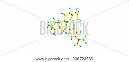Mifepristone is a medication typically used with misoprostol to bring about an abortion. This combination is more than 95 per cent effective during the first 50 days of pregnancy. 3d illustration