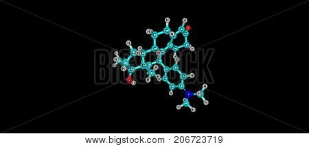 Mifepristone is a medication typically used with misoprostol to bring about an abortion. This combination is more than 95 per cent effective during the first 50 days of pregnancy. 3d illustration
