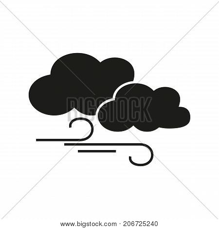Simple icon of two clouds and wind. Air, wind direction, wind speed. Weathercolored concept. Can be used for topics like weather, climate, forecast