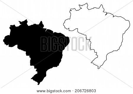 Brazil map vector illustration , scribble sketch Brazilia