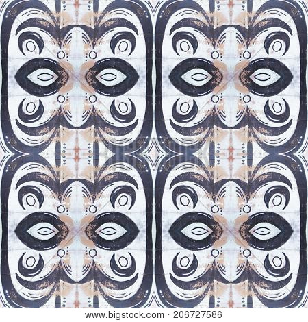 African abstract tribal seamless pattern. Modern stylish texture. Repeating geometric tiles with rhombus. Textile fabric print. Wrapping paper. Abstract continuous ornament for design and fashion.