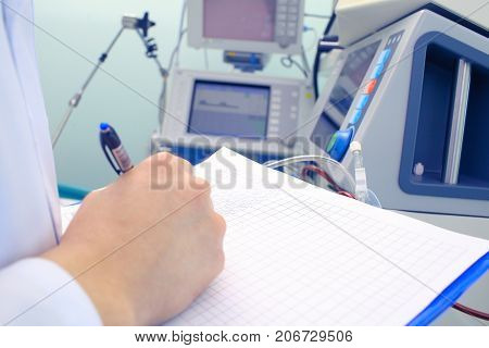 Scientific work with medical equipment. Maro photo