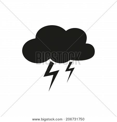 Simple icon of cloud with lightning. Thunderstorm, storm, rainfall. Weathercolored concept. Can be used for topics like weather, climate, forecast