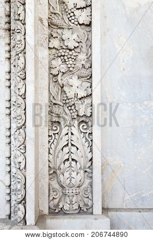 Asian style carved stone. Stone vertical ornament