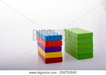 Coorful Domino Blocks On White Background