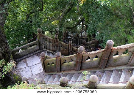 The Wudang MountainsHubei China. Many Taoist monasteries to be found thereIt's world heritate and famous in one of China. have a good weather sometime it a lot of the fog. And It's especially name.