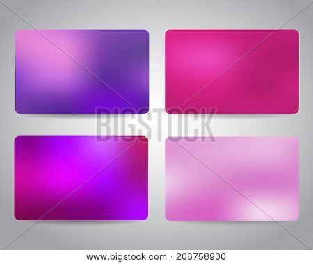 Credit cards or gift cards templates set with colorful mesh abstract design background. Pink, purple colors. Christmas gift cards design templates