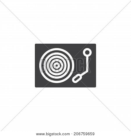 Vinyl turntable icon vector, filled flat sign, solid pictogram isolated on white. Dj symbol, logo illustration.