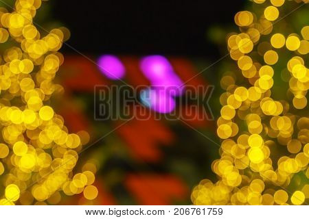 Defocused lights abstract colorful nonagon bokeh background