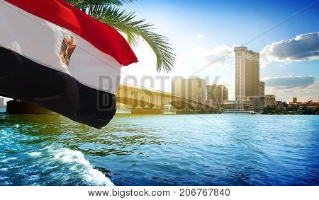 Bridge on the Nile dividing Cairo and Giza